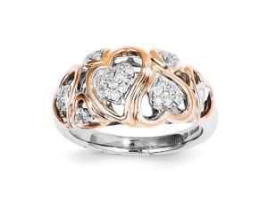 Sterling Silver & 14k Rose Gold Heart Diamond Ring Sterling Silver & 14k Rose Gold Heart Diamond Ring