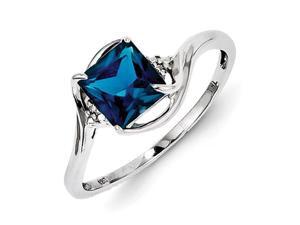 Sterling Silver Rhodium Plated Diamond & London Blue Topaz Ring Sterling Silver Rhodium Plated Diamond & London Blue Topaz Ring