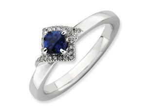 Sterling Silver Stackable Expressions Polished Cr. Sapphire & Diamond Ring Sterling Silver Stackable Expressions Polished Cr. Sapphire & Diamond Ring