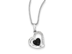Sterling Silver Black & White Diamond Heart Pendant Sterling Silver Black & White Diamond Heart Pendant
