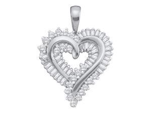1.00ctw Brilliant Round & Baguette Cut Diamond Heart Pendant 1.00ctw Brilliant Round & Baguette Cut Diamond Heart Pendant