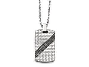 Stainless Steel Polished 1/2ct tw. Diamond Dog Tag Necklace Stainless Steel Polished 1/2ct tw. Diamond Dog Tag Necklace