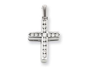 14k White Gold hite Gold Diamond Latin Cross Pendant 14k White Gold hite Gold Diamond Latin Cross Pendant