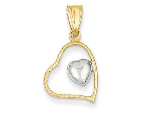 14k Two-tone Polished and Textured Heart Pendant 14k Two-tone Polished and Textured Heart Pendant