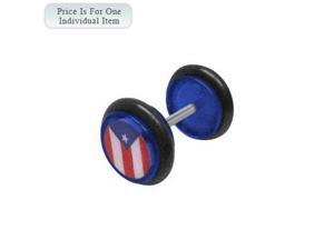 Blue Acrylic 14 Gauge Puerto Rican Flag Logo Ear Plug Blue Acrylic 14 Gauge Puerto Rican Flag Logo Ear Plug