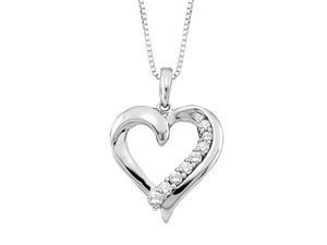 10K White Gold 1/4 ct. Diamond Heart Pendant with Chain 10K White Gold 1/4 ct. Diamond Heart Pendant with Chain