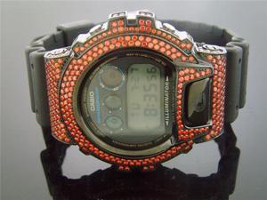 Casio G Shock Black Stainless steel Red Full Case CZ Crystal DW6900 Black face Casio G Shock Black Stainless steel Red Full Case CZ Crystal DW6900 Black face