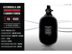 Guerrilla Air Carbon Fiber Compressed Air Tank W/ Myth Regulator 48/4500 Black Guerrilla Air Carbon Fiber Compressed Air Tank W/ Myth Regulator 48/4500 Black