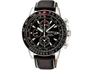 Seiko SSC009P3 Stainless Steel Solar Flight Quartz Alarm Chronograph Black Dial Genuine Leather Seiko SSC009P3 Stainless Steel Solar Flight Quartz Alarm Chronograph Black Dial Genuine Leather