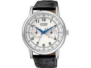 Citizen AO9000-06B Stainless Steel Case Eco-Drive Silver Dial Day and Date Display Black Leather Strap Citizen AO9000-06B Stainless Steel Case Eco-Drive Silver Dial Day and Date Display Black Leather Strap