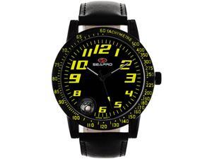 Seapro SP5113 Stainless Steel Case Leather Strap Black Tone Dial Quartz Compass Seapro SP5113 Stainless Steel Case Leather Strap Black Tone Dial Quartz Compass