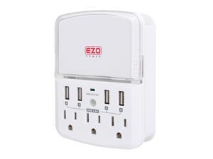 UL Certified Oulet EZOPower Wall Mount Power Surge Protector with 3 AC Outlet Plug + 4 USB Charger Ports (4.8A) + Holder - White UL Certified Oulet EZOPower Wall Mount Power Surge Protector with 3 AC Outlet Plug + 4 USB Charger Ports (4.8A) + Holder - White