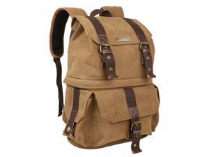 Evecase Convertible School / DSLR Camera Lens Canvas Backpack Rucksack with Rain Cover - Brown for Canon EOS 5DS/5DS R, T6i/T6s, Nikon, Sony, Fujifilm, Panasonic, Pentax, Samsung, Olympus and more Evecase Convertible School / DSLR Camera Lens Canvas Backpack Rucksack with Rain Cover - Brown for Canon EOS 5DS/5DS R, T6i/T6s, Nikon, Sony, Fujifilm, Panasonic, Pentax, Samsung, Olympus and more