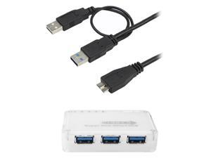 EZOWare® Super Slim SuperSpeed USB 3.0 4-Port Hub + USB 3.0 A Male to Micro-B Y Cable for Hard Drive HDD, PC, Computer, Laptop, Wii-U and more EZOWare® Super Slim SuperSpeed USB 3.0 4-Port Hub + USB 3.0 A Male to Micro-B Y Cable for Hard Drive HDD, PC, Computer, Laptop, Wii-U and more