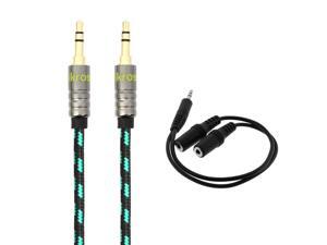 iKross 1Ft 3.5mm Jack jacket Stereo Auxiliary Aux Audio Cable w/ 3.5mm Y Splitter Cable for HTC Desire 526/ 626s/ 612/ EYE/ 510/ 816, One M9/ (M8) Smartphone Cellphone and more - Black/ Green iKross 1Ft 3.5mm Jack jacket Stereo Auxiliary Aux Audio Cable w/ 3.5mm Y Splitter Cable for HTC Desire 526/ 626s/ 612/ EYE/ 510/ 816, One M9/ (M8) Smartphone Cellphone and more - Black/ Green