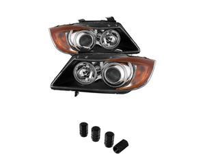 BMW E90 3Series 4Dr CCFL Halo Projector Headlights Black Housing With Clear Lens + Free Gift Tires Valve Stem Cap 4pcs Silver. BMW E90 3Series 4Dr CCFL Halo Projector Headlights Black Housing With Clear Lens + Free Gift Tires Valve Stem Cap 4pcs Silver.