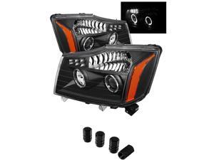 Nissan Titan / Nissan ArmadaProjector Headlights LED Halo Black Housing With Clear Lens + Free Gift Tires Valve Stem Cap 4pcs Silver. Nissan Titan / Nissan ArmadaProjector Headlights LED Halo Black Housing With Clear Lens + Free Gift Tires Valve Stem Cap 4pcs Silver.