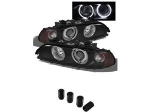 BMW E39 5Series Halo Projector Headlights Black Housing With Clear Lens + Free Gift Tires Valve Stem Cap 4pcs Silver. BMW E39 5Series Halo Projector Headlights Black Housing With Clear Lens + Free Gift Tires Valve Stem Cap 4pcs Silver.