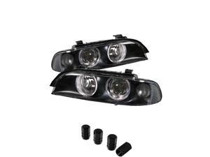 BMW E39 5 Series LED Halo Projector Headlights Black Housing with Clear Lens + Free Gift Tires Valve Stem Cap 4pcs Silver. BMW E39 5 Series LED Halo Projector Headlights Black Housing with Clear Lens + Free Gift Tires Valve Stem Cap 4pcs Silver.