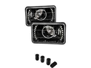 Universal 4x6 Inch Projector Headlights W/LED Black Housing With Clear Lens + Free Gift Tires Valve Stem Cap 4pcs Silver. Universal 4x6 Inch Projector Headlights W/LED Black Housing With Clear Lens + Free Gift Tires Valve Stem Cap 4pcs Silver.