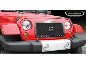 T-REX 2007-2012 Jeep Wrangler X-METAL Series - Studded Main Grille - ALL Black - 1 Pc Custom (Cut Center Bars) BLACK 6714831 T-REX 2007-2012 Jeep Wrangler X-METAL Series - Studded Main Grille - ALL Black - 1 Pc Custom (Cut Center Bars) BLACK 6714831