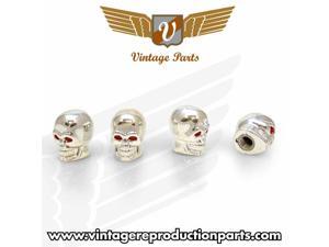 Vintage Set of 4 Chrome Skull Valve Caps VPAVC01 Vintage Set of 4 Chrome Skull Valve Caps VPAVC01