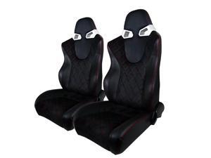 Spec-D Tuning Black Rvc With Blue Suede Racing Seat- Pair RS-C400SURS-2 Spec-D Tuning Black Rvc With Blue Suede Racing Seat- Pair RS-C400SURS-2