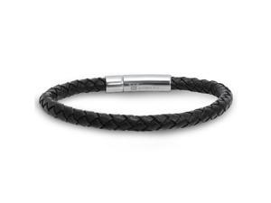Oxford Ivy GSSB171 8 1/2" Men's Braided Black Leather Bracelet with Locking Stainless Steel Clasp Oxford Ivy GSSB171 8 1/2" Men's Braided Black Leather Bracelet with Locking Stainless Steel Clasp
