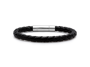 Oxford Ivy GSSB171-SL 8 1/2 Inches (6mm) Braided Black Leather with Locking Stainless Steel Clasp Men's Bracelet Oxford Ivy GSSB171-SL 8 1/2 Inches (6mm) Braided Black Leather with Locking Stainless Steel Clasp Men's Bracelet