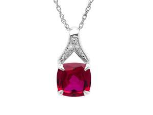 Created Ruby and Diamond Pendant-Necklace in Sterling Silver (2 1/2ct tgw) Created Ruby and Diamond Pendant-Necklace in Sterling Silver (2 1/2ct tgw)