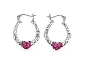 Amanda Rose Collection Sterling Silver Crystal Pink and White Swarovski Elements Hoop Earrings Amanda Rose Collection Sterling Silver Crystal Pink and White Swarovski Elements Hoop Earrings