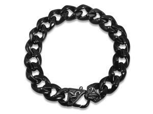Oxford Ivy 9 Inches Men's Black Stainless Steel Curb Link Bracelet Oxford Ivy 9 Inches Men's Black Stainless Steel Curb Link Bracelet