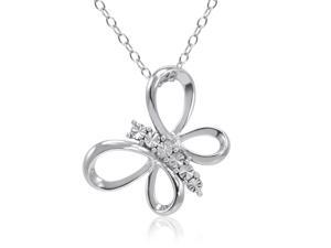 Sterling Silver Diamond Butterfly Pendant-Necklace on an 18 inch Chain Sterling Silver Diamond Butterfly Pendant-Necklace on an 18 inch Chain