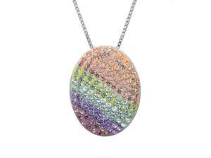 Amanda Rose Sterling Silver Multi Colored Crystal Disc Pendant Necklace with Swarovaski Elements Amanda Rose Sterling Silver Multi Colored Crystal Disc Pendant Necklace with Swarovaski Elements