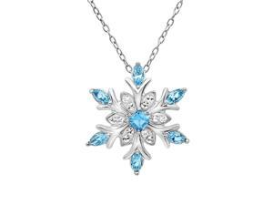 Amanda Rose Collection by MLG Sterling Silver Blue and White Crystal Snowflake Pendant Necklace with Swarovski Elements Amanda Rose Collection by MLG Sterling Silver Blue and White Crystal Snowflake Pendant Necklace with Swarovski Elements