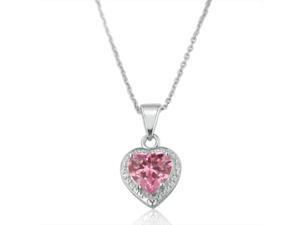 3 Ct. Pink Ice Heart Sterling Silver Pendant with 18" Necklace 3 Ct. Pink Ice Heart Sterling Silver Pendant with 18" Necklace