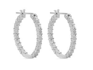 Diamond Hoop Earrings Set in Sterling Silver Diamond Hoop Earrings Set in Sterling Silver