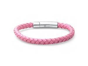 Oxford Ivy Braided Pink Leather 6mm Bracelet with Stainless Steel Locking Clasp 7 1/2 inches Oxford Ivy Braided Pink Leather 6mm Bracelet with Stainless Steel Locking Clasp 7 1/2 inches