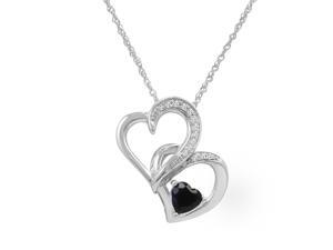 Amanda Rose Blue & White Sapphire and Diamond Heart Pendant in Sterling Silver Amanda Rose Blue & White Sapphire and Diamond Heart Pendant in Sterling Silver