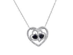 Amanda Rose Sapphire and Diamond Open Heart Pendant in .925 Sterling Silver Amanda Rose Sapphire and Diamond Open Heart Pendant in .925 Sterling Silver