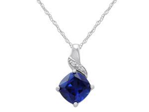 Amanda Rose 2 1/2ct TGW Sapphire and Diamond Pendant in .925 Sterling Silver Amanda Rose 2 1/2ct TGW Sapphire and Diamond Pendant in .925 Sterling Silver