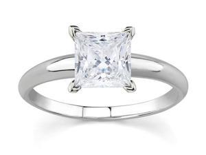1/7 Carat Princess Diamond Solitaire Ring in 14K White Gold 1/7 Carat Princess Diamond Solitaire Ring in 14K White Gold
