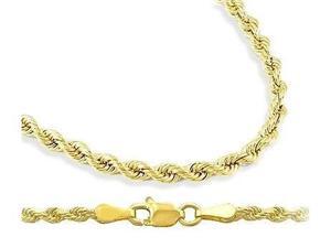Rope Necklace 14k Yellow Gold Solid Chain Diamond Cut 5mm - 20 inch Rope Necklace 14k Yellow Gold Solid Chain Diamond Cut 5mm - 20 inch