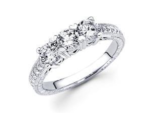 Three Stone Diamond Ring Round Anniversary 14k White Gold (1.10 Carat) Three Stone Diamond Ring Round Anniversary 14k White Gold (1.10 Carat)
