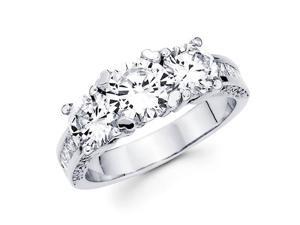 Semi Mount Three Stone Diamond Ring 14k White Gold Anniversary 1.70ct Semi Mount Three Stone Diamond Ring 14k White Gold Anniversary 1.70ct