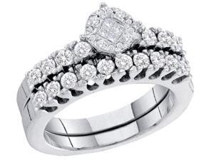 Princess Diamond Engagement Rings Wedding Set 14k White Gold (0.87 CT) Princess Diamond Engagement Rings Wedding Set 14k White Gold (0.87 CT)