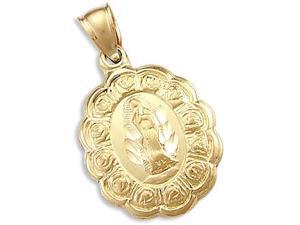 Virgin Mary Medallion Pendant 14k Yellow Gold Charm Virgin Mary Medallion Pendant 14k Yellow Gold Charm