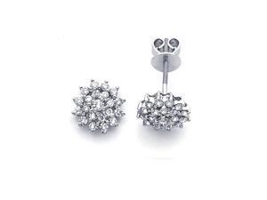 Cluster Diamond Earring Studs 14k White Gold Flower Design (3/4 Carat) Cluster Diamond Earring Studs 14k White Gold Flower Design (3/4 Carat)