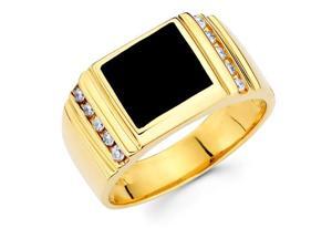 Mens Black Onyx Diamond Anniversary Ring 14k Yellow Gold (1/5 Carat) Mens Black Onyx Diamond Anniversary Ring 14k Yellow Gold (1/5 Carat)
