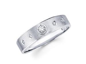 Mens Diamond Wedding Band 14k White Gold Anniversary Ring (1/10 Carat) Mens Diamond Wedding Band 14k White Gold Anniversary Ring (1/10 Carat)